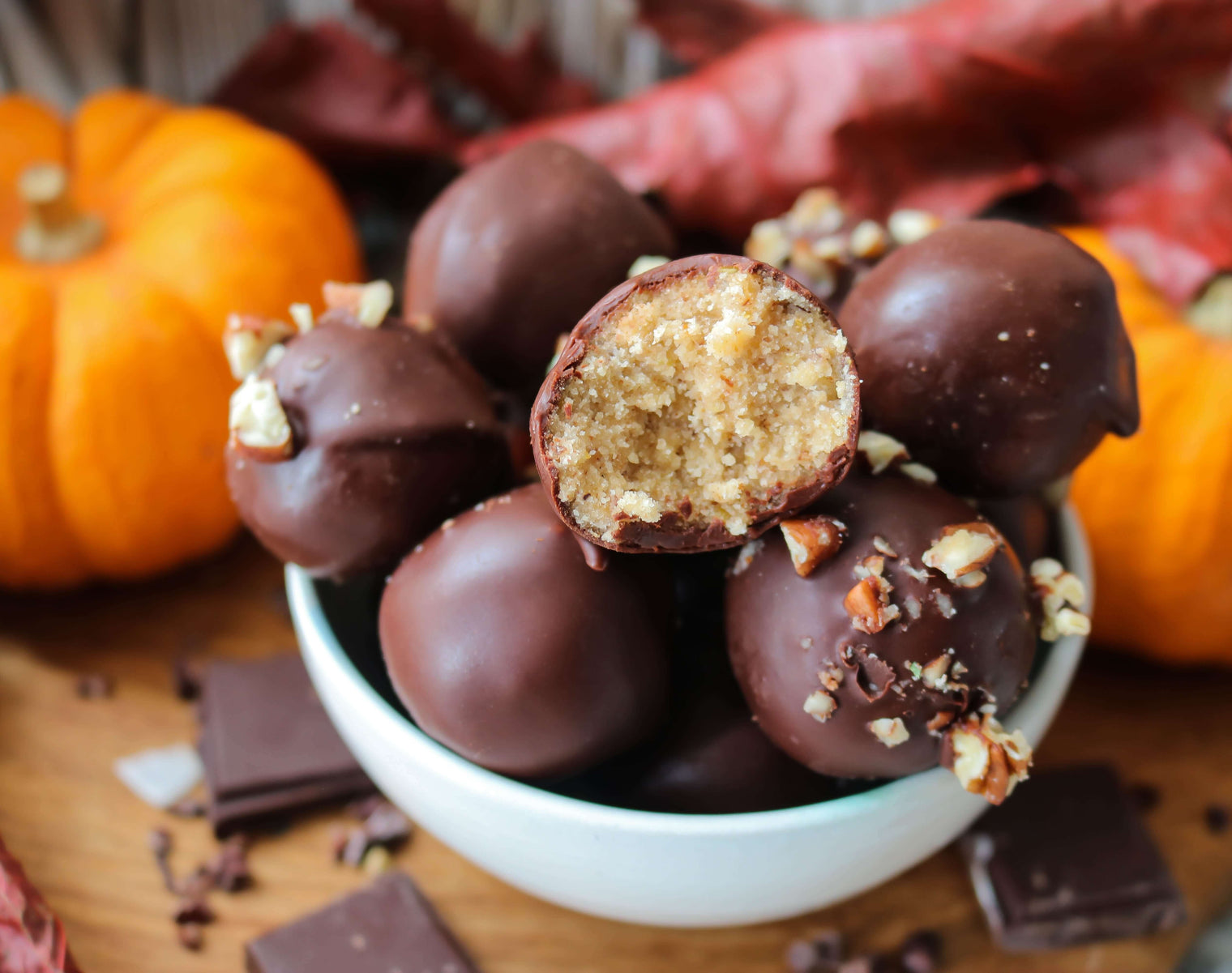 Pumpkin Cookie Dough Chocolate Balls