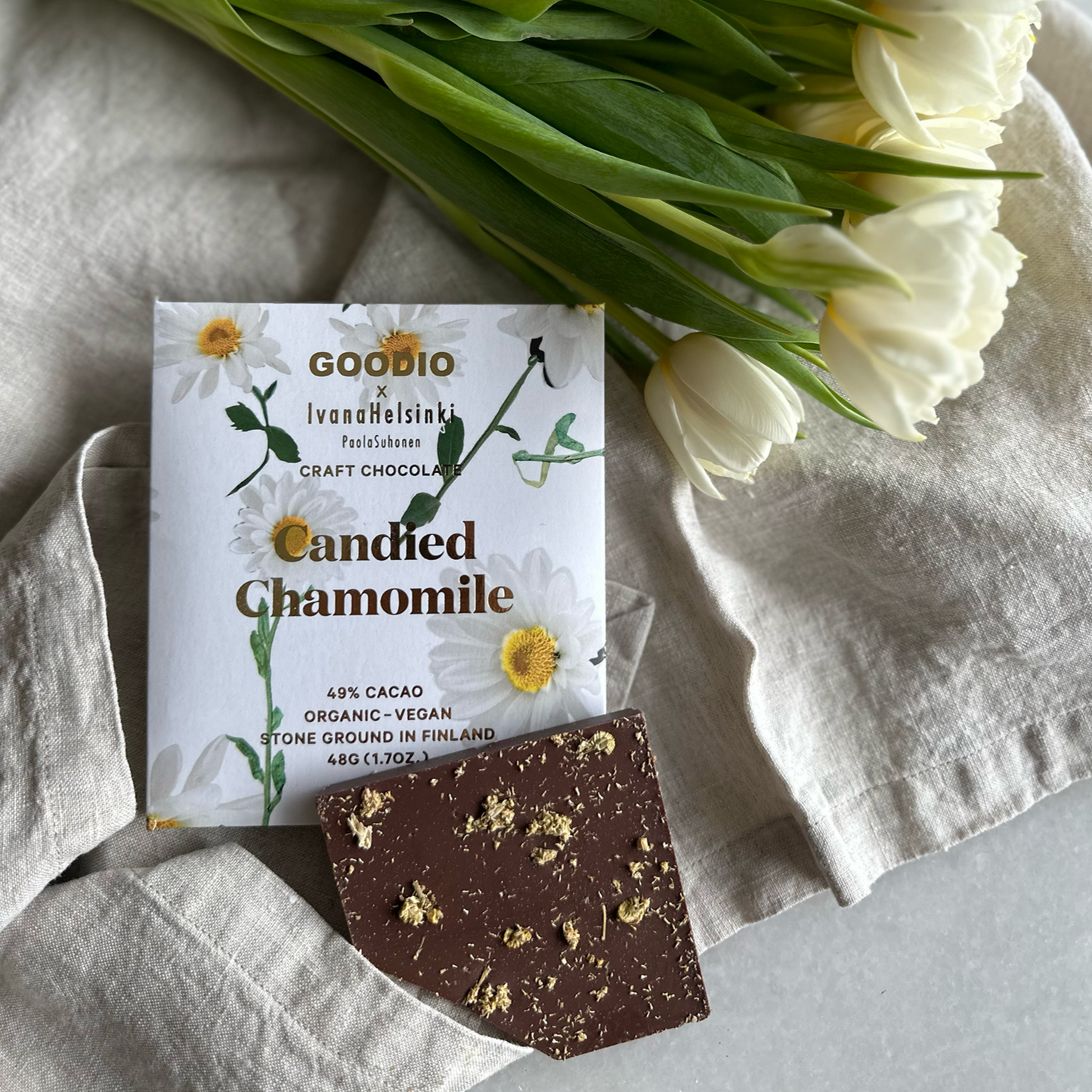 Goodio Candied chamomile vegan chocolate