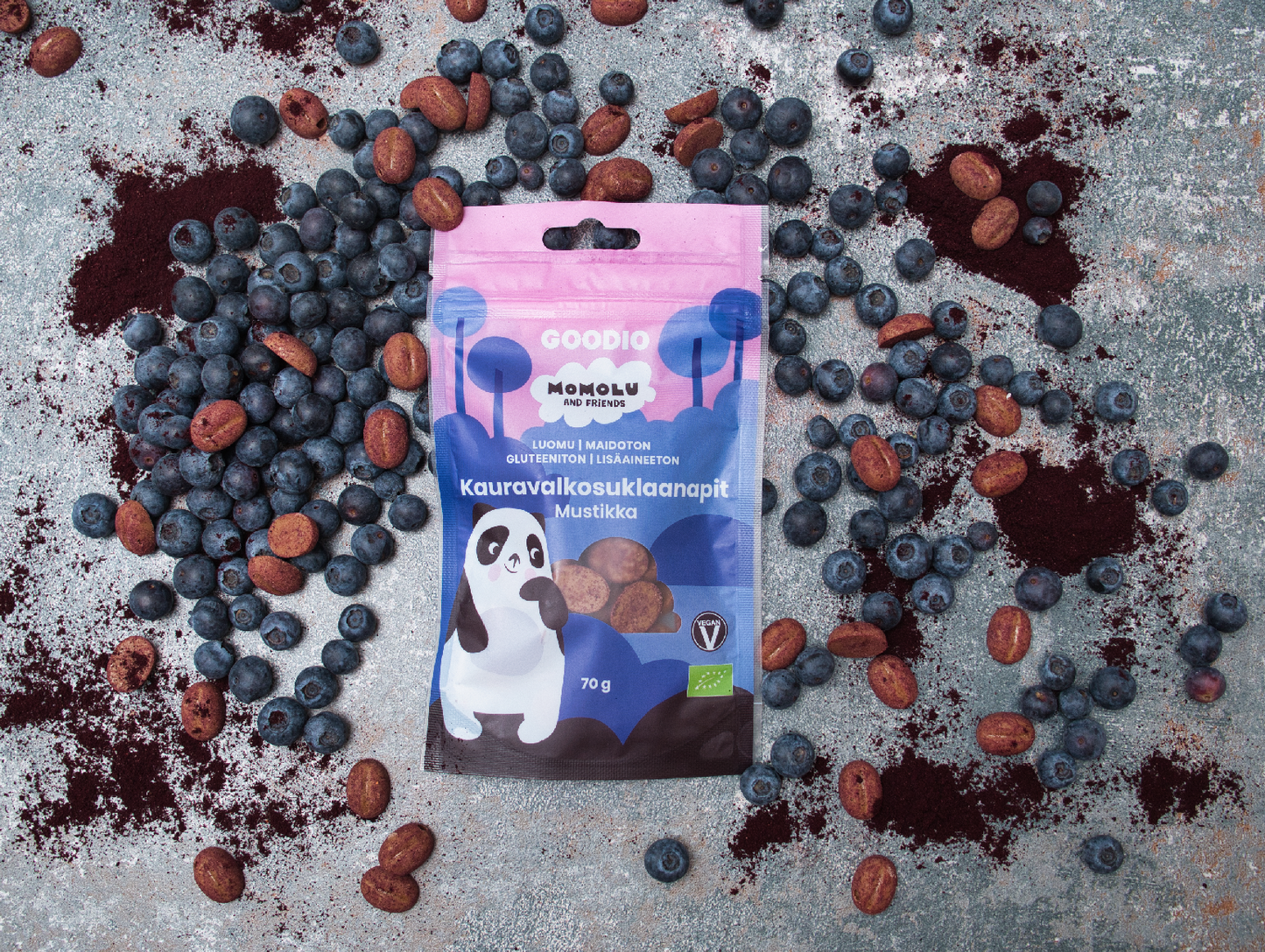 Goodio X Momolu Blueberry White Oat Chocolate beans