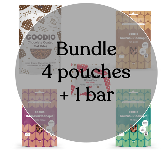 Oat Chocolate & snack Bundle — 4 bags + 1 snack bar